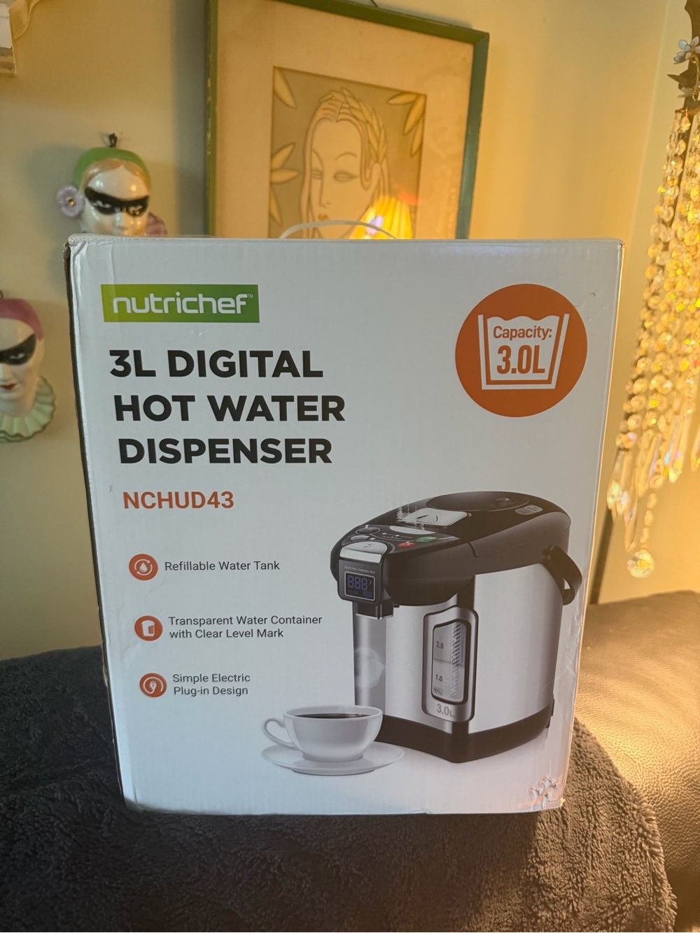 NutriChef 3L digital hot water dispenser- new/open box